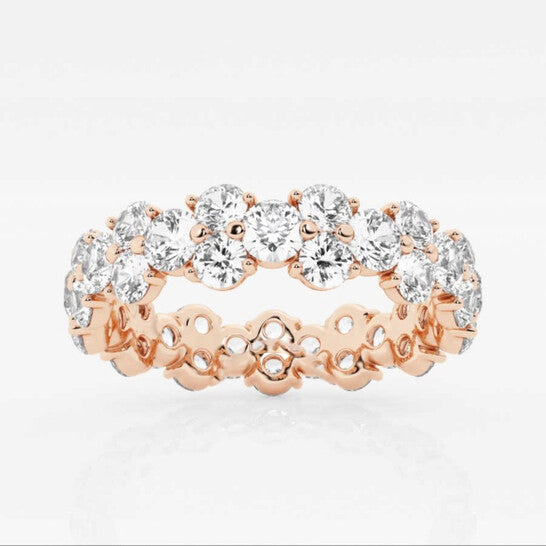 Original Brilliant Diamond 14K Rose Gold 2 1/2 CTTW Garland Round-Cut LAB GROWN Diamond Eternity Band (G+SI)