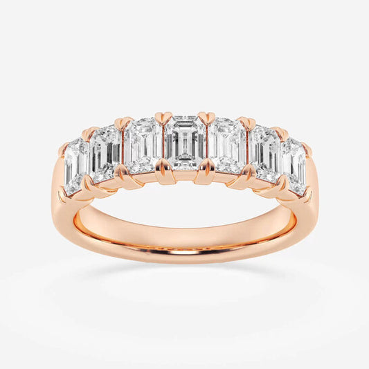 Original Brilliant Diamond 14K Rose Gold 2 CTTW Emerald-Cut LAB GROWN Diamond Seven Stone Anniversary Band (FG, SI1+)