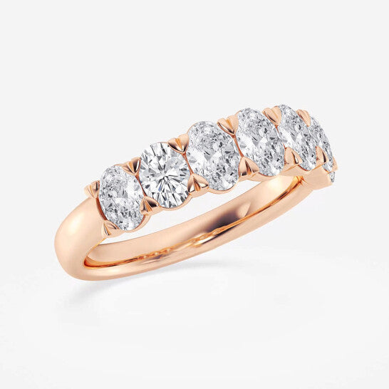 Original Brilliant Diamond 14K Rose Gold 2 CTTW Oval-Cut LAB GROWN Diamond Seven Stone Anniversary Band (FG, SI1+)