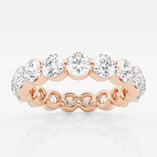 Original Brilliant Diamond 14K Rose Gold 3 CTTW Floating Round-Cut LAB GROWN Diamond Eternity Band (G+, SI)