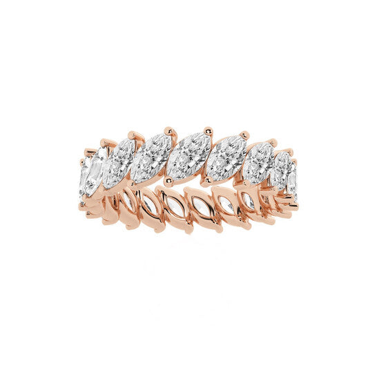 Original Brilliant Diamond 14K Rose Gold 3 CTTW Marquise LAB GROWN Diamond Eternity Band (G+SI)