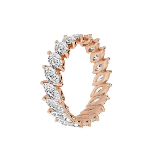 Original Brilliant Diamond 14K Rose Gold 3 CTTW Marquise LAB GROWN Diamond Eternity Band (G+SI)