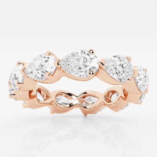 Original Brilliant Diamond 14K Rose Gold 4 CTTW Floating Pear LAB GROWN Diamond Eternity Band (G+SI)