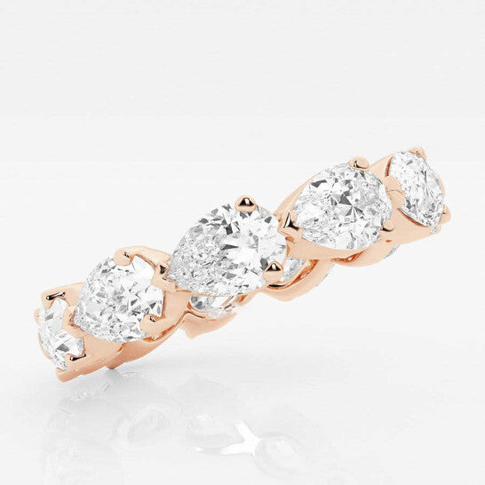 Original Brilliant Diamond 14K Rose Gold 4 CTTW Floating Pear LAB GROWN Diamond Eternity Band (G+SI)