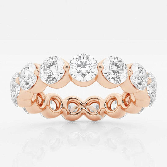 Original Brilliant Diamond 14K Rose Gold 4 CTTW Floating Round-Cut LAB GROWN Diamond Eternity Band (G+, SI)