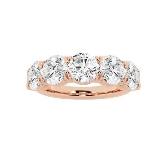 Original Brilliant Diamond 14K Rose Gold 4 CTTW Round-Cut LAB GROWN Diamond Five Stone Anniversary Band (G+/SI)