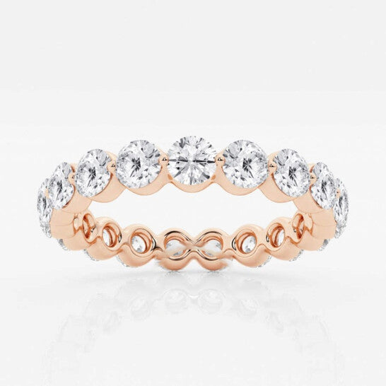 Original Brilliant Diamond 14K Rose Gold2 CTTW Floating Round-Cut LAB GROWN Diamond Eternity Band (G+, SI)