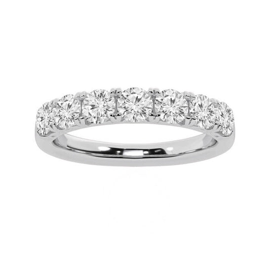 Original Brilliant Diamond 14K White Gold 1 CTTW Round-Cut LAB GROWN Diamond Seven Stone Anniversary Band (G+/SI)