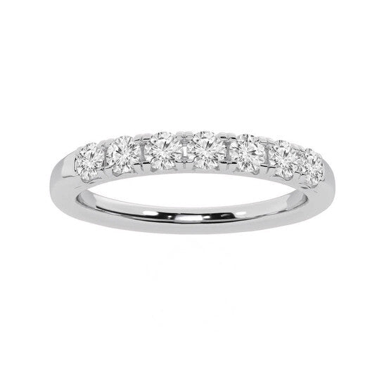 Original Brilliant Diamond 14K White Gold 1/2 CTTW Round-Cut LAB GROWN Diamond Seven Stone Anniversary Band (G+/SI)