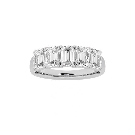 Original Brilliant Diamond 14K White Gold 2 CTTW Emerald-Cut LAB GROWN Diamond Five Stone Anniversary Band (FG, SI1+)