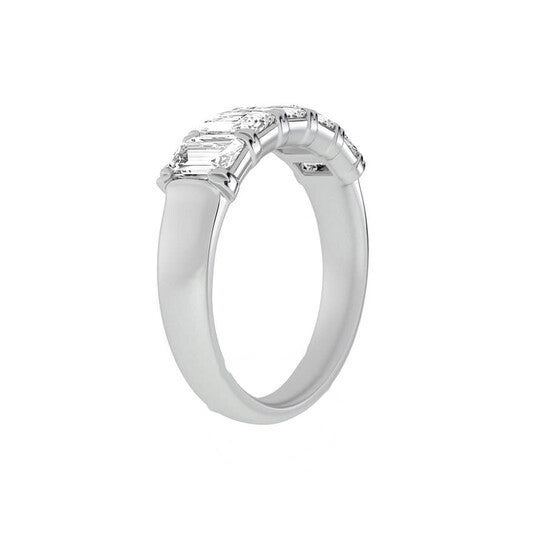 Original Brilliant Diamond 14K White Gold 2 CTTW Emerald-Cut LAB GROWN Diamond Five Stone Anniversary Band (FG, SI1+)