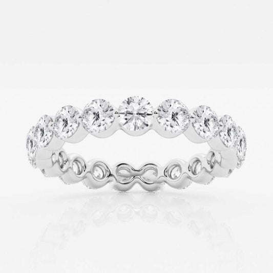 Original Brilliant Diamond 14K White Gold 2 CTTW Floating Round-Cut LAB GROWN Diamond Eternity Band (G+, SI)