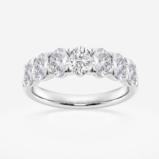 Original Brilliant Diamond 14K White Gold 2 CTTW Oval-Cut LAB GROWN Diamond Seven Stone Anniversary Band (FG, SI1+)