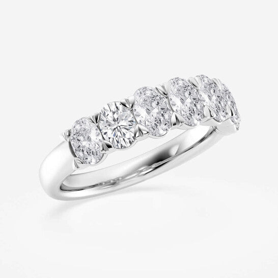 Original Brilliant Diamond 14K White Gold 2 CTTW Oval-Cut LAB GROWN Diamond Seven Stone Anniversary Band (FG, SI1+)