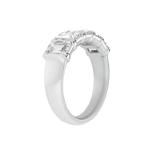 Original Brilliant Diamond 14K White Gold 3 CTTW Emerald-Cut LAB GROWN Diamond Five Stone Anniversary Band (FG, SI1+)