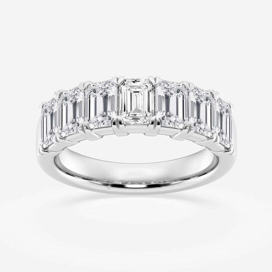 Original Brilliant Diamond 14K White Gold 3 CTTW Emerald-Cut LAB GROWN Diamond Seven Stone Anniversary Band (FG, SI1+)