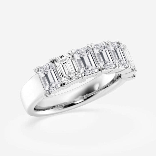 Original Brilliant Diamond 14K White Gold 3 CTTW Emerald-Cut LAB GROWN Diamond Seven Stone Anniversary Band (FG, SI1+)