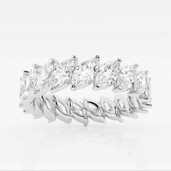 Original Brilliant Diamond 14K White Gold 3 CTTW Marquise LAB GROWN Diamond Eternity Band (G+SI)