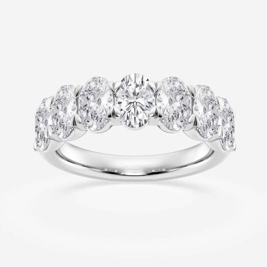 Original Brilliant Diamond 14K White Gold 3 CTTW Oval-Cut LAB GROWN Diamond Seven Stone Anniversary Band (FG, SI1+)