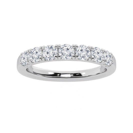 Original Brilliant Diamond 14K White Gold 3/4 CTTW Round-Cut LAB GROWN Diamond Seven Stone Anniversary Band (G+/SI)