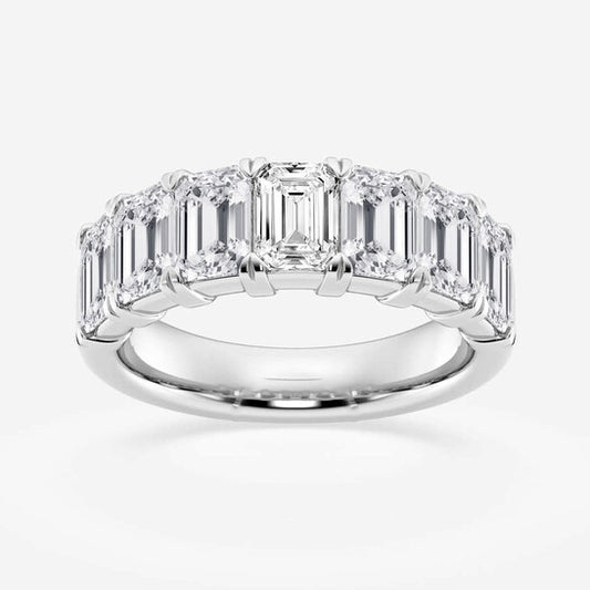 Original Brilliant Diamond 14K White Gold 4 CTTW Emerald-Cut LAB GROWN Diamond Seven Stone Anniversary Band (FG, SI1+)