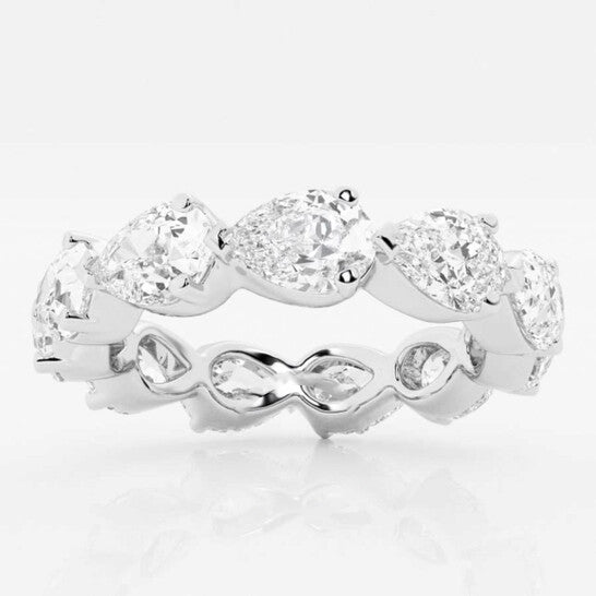 Original Brilliant Diamond 14K White Gold 4 CTTW Floating Pear LAB GROWN Diamond Eternity Band (G+SI)