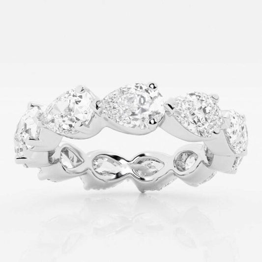 Original Brilliant Diamond 14K White Gold 4 CTTW Floating Pear LAB GROWN Diamond Eternity Band (G+SI)