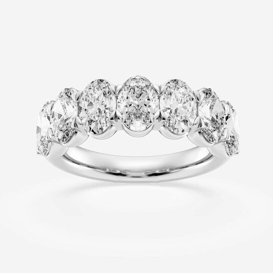 Original Brilliant Diamond 14K White Gold 4 CTTW Oval-Cut LAB GROWN Diamond Seven Stone Anniversary Band (FG, SI1+)