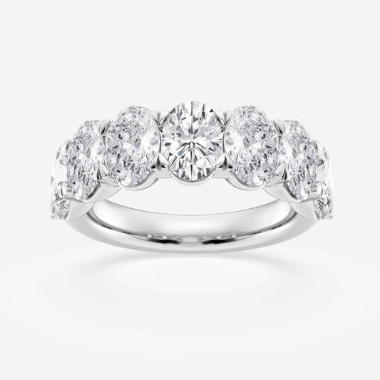 Original Brilliant Diamond 14K White Gold 5 CTTW Oval-Cut LAB GROWN Diamond Seven Stone Anniversary Band (FG, SI1+)