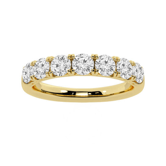 Original Brilliant Diamond 14K Yellow Gold 1 CTTW Round-Cut LAB GROWN Diamond Seven Stone Anniversary Band (G+/SI)