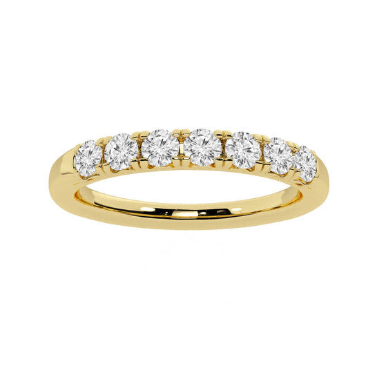 Original Brilliant Diamond 14K Yellow Gold 1/2 CTTW Round-Cut LAB GROWN Diamond Seven Stone Anniversary Band (G+/SI)