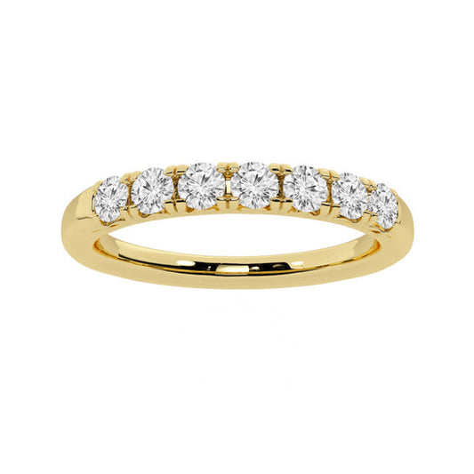 Original Brilliant Diamond 14K Yellow Gold 1/2 CTTW Round-Cut LAB GROWN Diamond Seven Stone Anniversary Band (G+/SI)