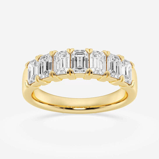 Original Brilliant Diamond 14K Yellow Gold 2 CTTW Emerald-Cut LAB GROWN Diamond Seven Stone Anniversary Band (FG, SI1+)