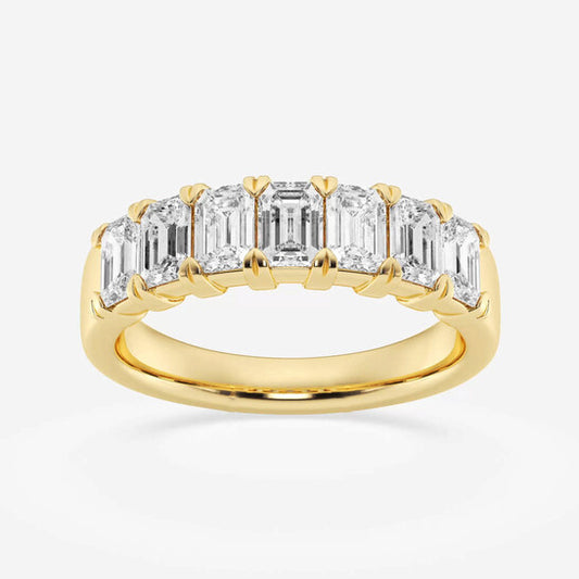 Original Brilliant Diamond 14K Yellow Gold 2 CTTW Emerald-Cut LAB GROWN Diamond Seven Stone Anniversary Band (FG, SI1+)