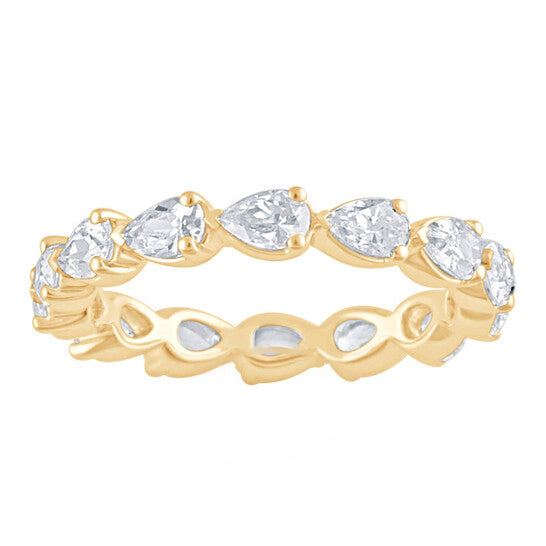 Original Brilliant Diamond 14K Yellow Gold 2 CTTW Floating Pear LAB GROWN Diamond Eternity Band (G+SI)