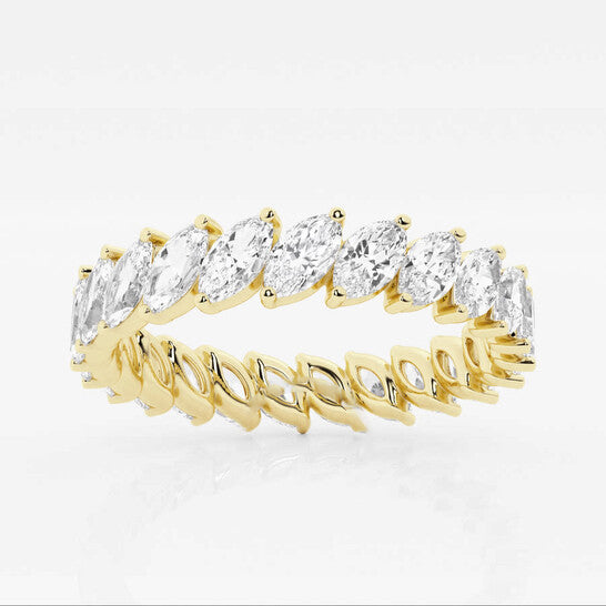 Original Brilliant Diamond 14K Yellow Gold 2 CTTW Marquise LAB GROWN Diamond Eternity Band (G+SI)