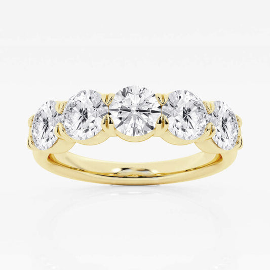 Original Brilliant Diamond 14K Yellow Gold 2 CTTW Round-Cut LAB GROWN Diamond Five Stone Anniversary Band (G+/SI)