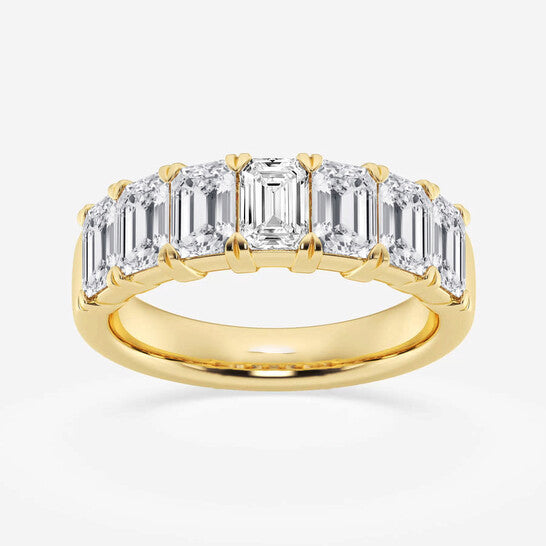 Original Brilliant Diamond 14K Yellow Gold 3 CTTW Emerald-Cut LAB GROWN Diamond Seven Stone Anniversary Band (FG, SI1+)