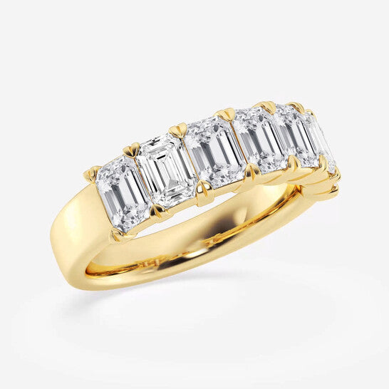 Original Brilliant Diamond 14K Yellow Gold 3 CTTW Emerald-Cut LAB GROWN Diamond Seven Stone Anniversary Band (FG, SI1+)