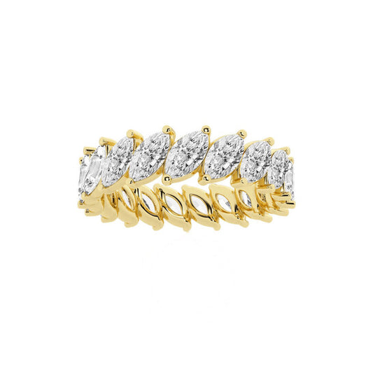 Original Brilliant Diamond 14K Yellow Gold 3 CTTW Marquise LAB GROWN Diamond Eternity Band (G+SI)