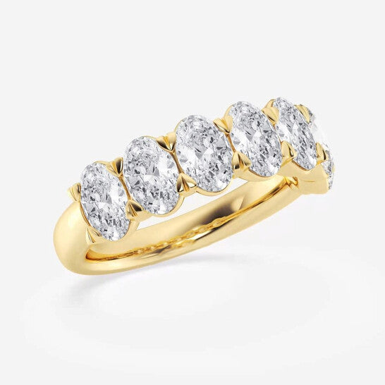 Original Brilliant Diamond 14K Yellow Gold 3 CTTW Oval-Cut LAB GROWN Diamond Seven Stone Anniversary Band (FG, SI1+)