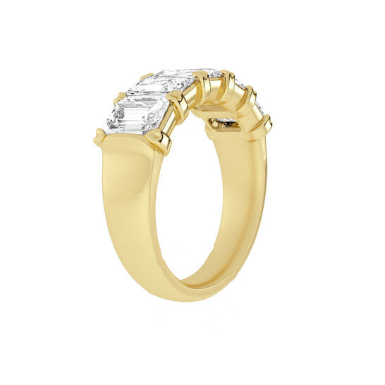 Original Brilliant Diamond 14K Yellow Gold 4 CTTW Emerald-Cut LAB GROWN Diamond Five Stone Anniversary Band (FG, SI1+)