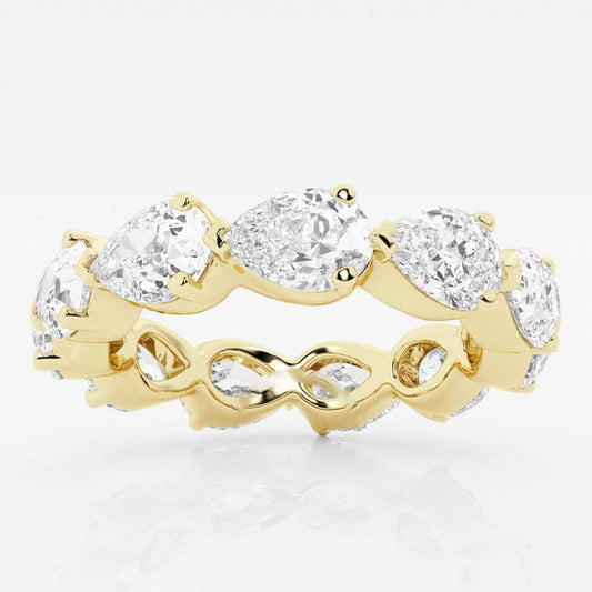 Original Brilliant Diamond 14K Yellow Gold 4 CTTW Floating Pear LAB GROWN Diamond Eternity Band (G+SI)