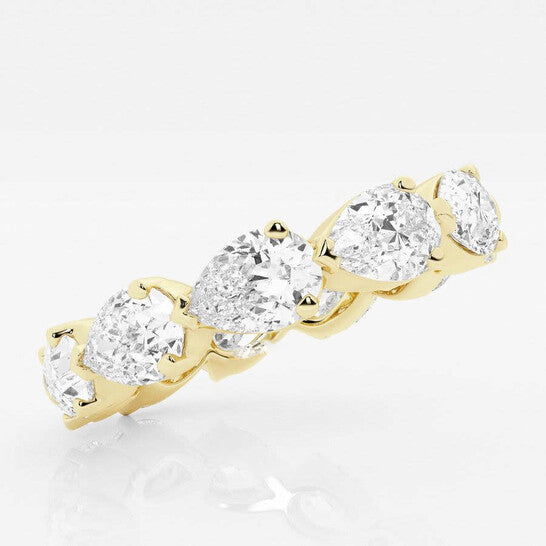 Original Brilliant Diamond 14K Yellow Gold 4 CTTW Floating Pear LAB GROWN Diamond Eternity Band (G+SI)