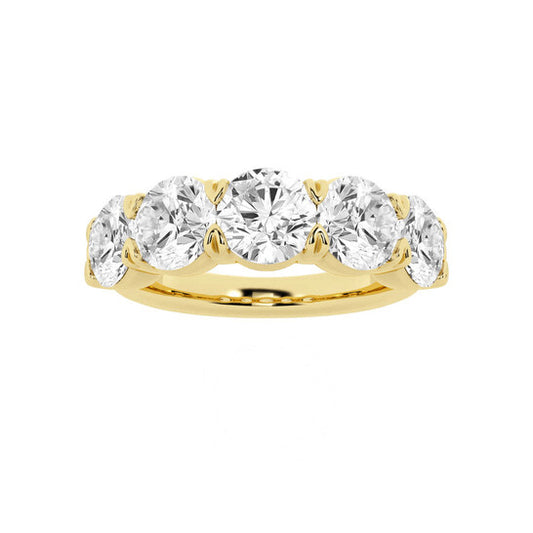 Original Brilliant Diamond 14K Yellow Gold 4 CTTW Round-Cut LAB GROWN Diamond Five Stone Anniversary Band (G+/SI)