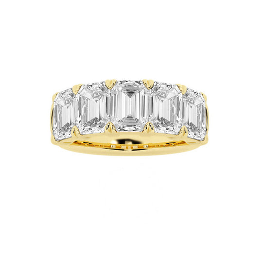 Original Brilliant Diamond 14K Yellow Gold 5 CTTW Emerald-Cut LAB GROWN Diamond Five Stone Anniversary Band (FG, SI1+)