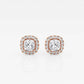 Original Brilliant Diamond 14KT Rose Gold 1 1/5 cttw Cushion-Cut Lab Grown Diamond Halo Stud Earrings for Women, G+/VS-SI, G+SI