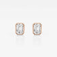 Original Brilliant Diamond 14KT Rose Gold 1 cttw Emerald-Cut Lab Grown Diamond Bezel Set Solitaire Stud Earrings for Women, G+/VS-SI