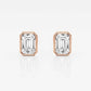 Original Brilliant Diamond 14KT Rose Gold 2 cttw Emerald-Cut Lab Grown Diamond Bezel Set Solitaire Stud Earrings for Women, FG/VS-SI