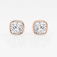 Original Brilliant Diamond 14KT Rose Gold 3 cttw Cushion-Cut Lab Grown Diamond Bezel Set Solitaire Stud Earrings for Women, FG/VS-SI